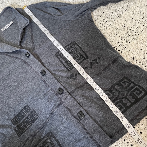 Piccalino Plus Aztec Tile Button Front Jacket Vintage Gray (XXLarge) - Picture 5 of 5